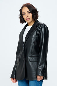 Holiday Brew Faux Leather Blazer